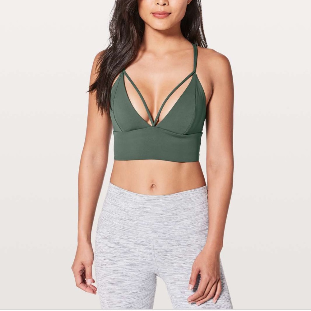lululemon athletica Strappy Olive Green Longline Sports Bra